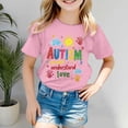thumbnail image 1 of Girls' Tops Autism Awareness Day Short Sleeve Ribbed Tee Girls Clothes Pink 5-6 Years, 1 of 3