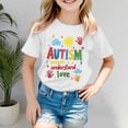 thumbnail image 1 of Girls Tops Autism Awareness Day Short Sleeve Ribbed Tee Girls Clothes White 3-4 Years, 1 of 4