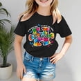 thumbnail image 1 of Girls Tops Autism Awareness Short Sleeve Ribbed Casual Tee Girls Clothes Black 2-3 Years, 1 of 4