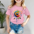 thumbnail image 1 of Girls Tops Autism Awareness Short Sleeve Ribbed Tee Casual Girls Clothes Pink 7-8 Years, 1 of 4