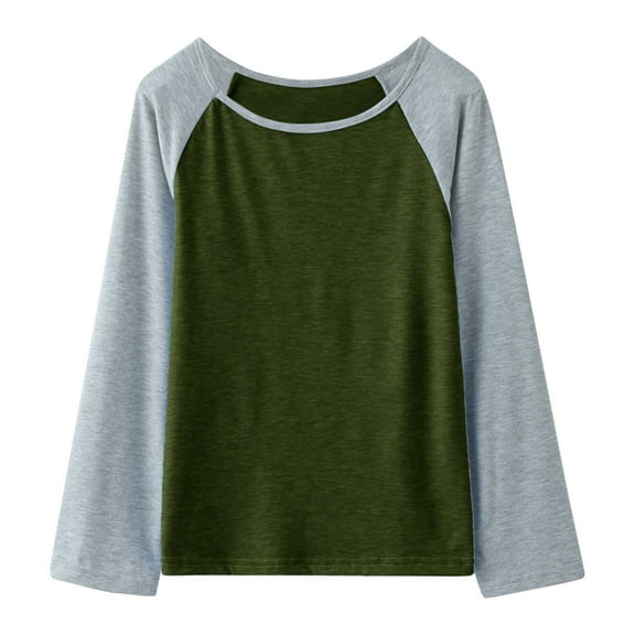 Girls Tops Casual Long Sleeve Raglan Sleeve T Shirts Crewneck Tunic Kids Color Block Top Size 8 Y-9 Y