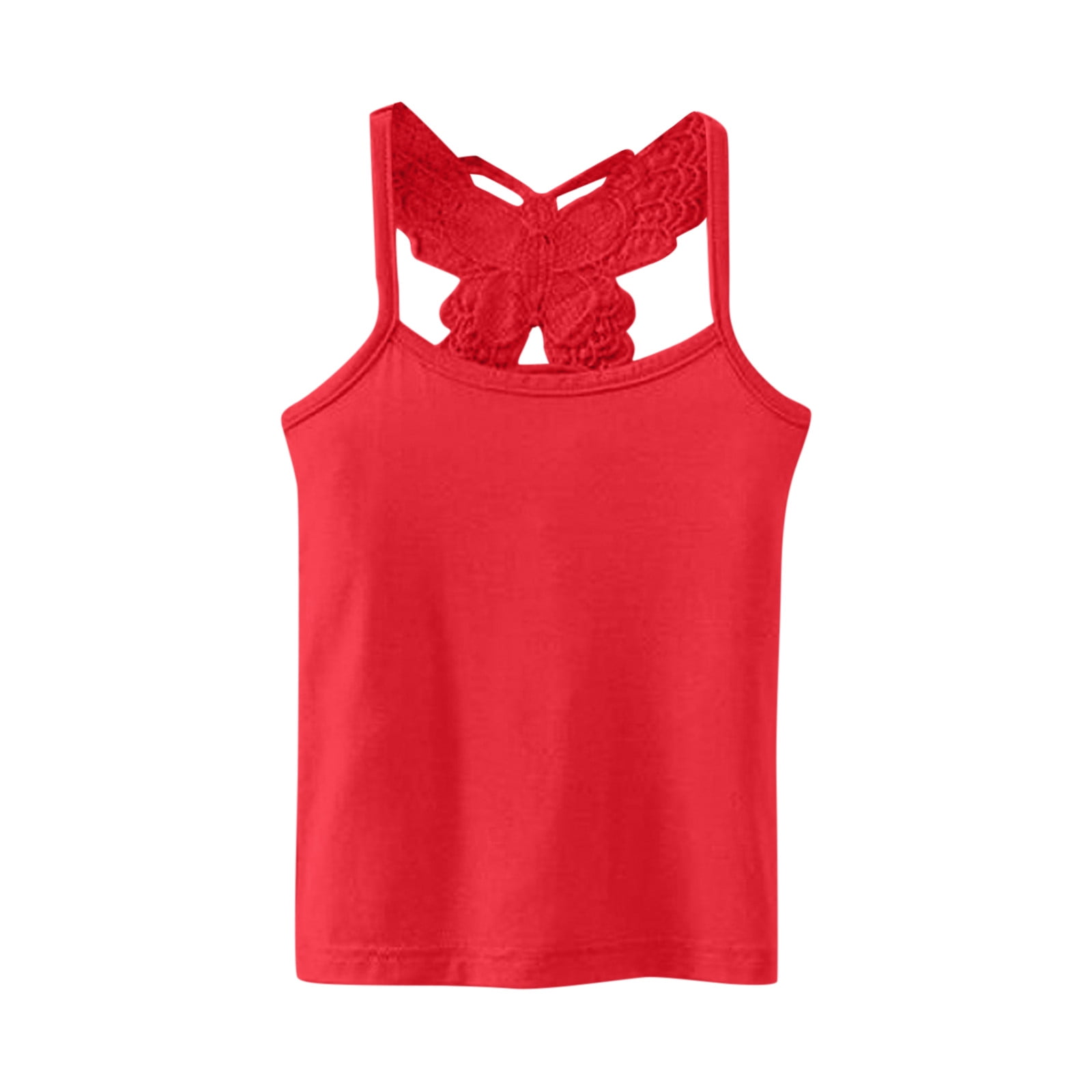 Girls Tops Dance Tank Racerback Crop Tank Soild Back Butterfly ...