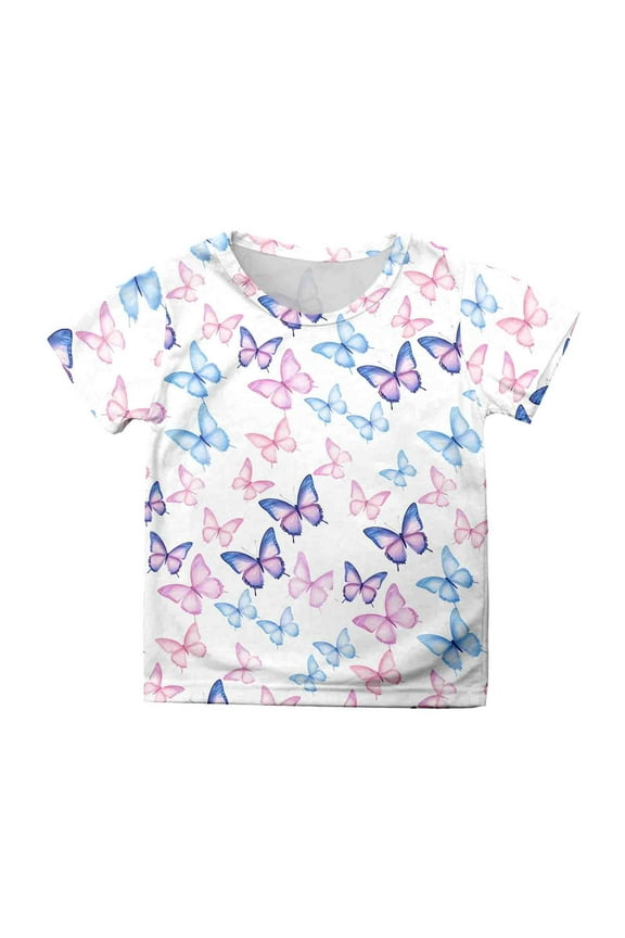 Girls Tops Kids Erfly Print Short Sleeve T Shirt Tops Casual