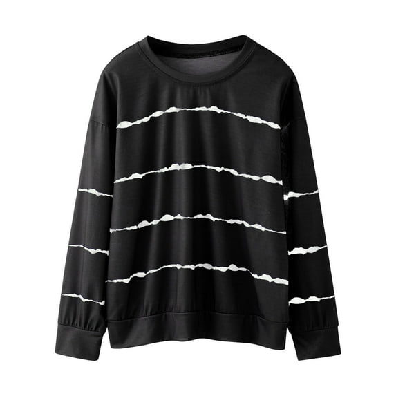 Girls' Tops Kids Spring Autumn Striped Prints Long Sleeve Pullover T Shirt Clothing Girls Tops Black 4 Years-5 Years
