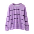 thumbnail image 1 of Girls' Tops Kids Spring Autumn Striped Prints Long Sleeve Pullover T Shirt Clothing Girls Tops Purple 8 Years-9 Years, 1 of 7