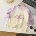thumbnail image 1 of Girls Tops Kids Unisex Long Sleeve Raglan Color Block Crewneck Tee Girls Clothes Purple 3-4 Years, 1 of 5