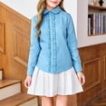 thumbnail image 1 of Girls' Tops Long Sleeve Ruffle Trim Blouse Dress Shirt School Performance Girls Clothes Sky Blue 15-16 Years, 1 of 5