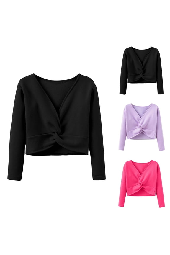 Girls Tops Long Sleeve Thermal Layering Vest Ballet Practice and Dance Wear Pure Color Lined Top Athletic Clothing for Young Dancers