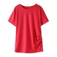thumbnail image 1 of Girls Tops Round Neck Short Sleeve Solid Color Summer Casual Loose Shirts Girls, 1 of 7