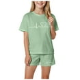 thumbnail image 1 of Girls Tops Size 10-12 Kids Summer Sport T-Shirt and Shorts Set Cute Graphic Clothing Sets Tracksuit, 1 of 4