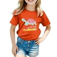 thumbnail image 1 of Girls Tops Size 12 Summer Sea Turtle Print O-Neck Soft Stretch Short Sleeves Shirt Girls T-Shirt Party Tee Tops,Orange,90(12-24 Months), 1 of 3