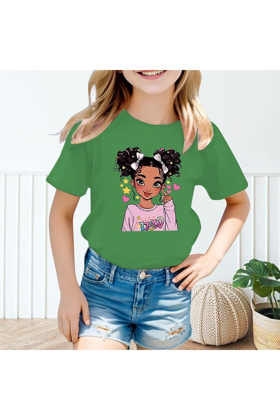 Girls Tops Size 8 Relaxed Fit Cartoon Car Printing O-Neck Tie-Dye Toddler Basic T-Shirt - Girl Summer Short Sleeve Sets