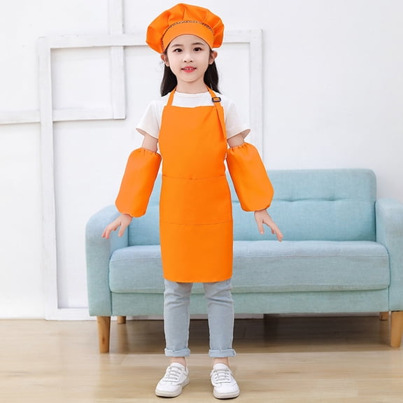 Girls Tops Tees & Shirts Kid Art Smock Set for Children Solid Color Apron Sleeve Hat Three-Piece Designing Aprons with Long Sleeve for Painting and Craft Activities