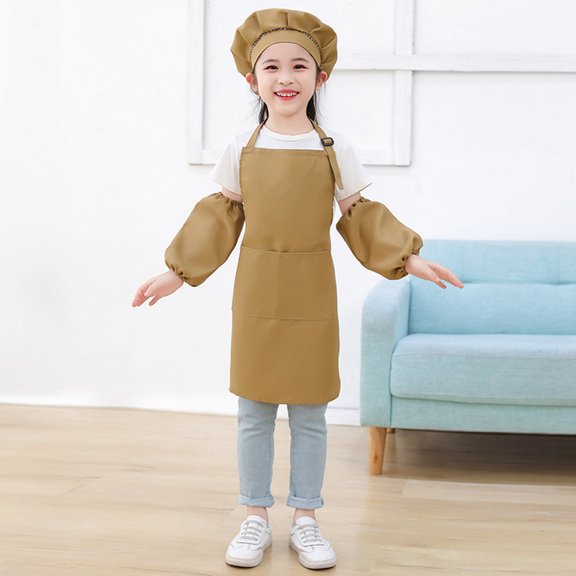 Girls Tops Tees & Shirts Kid Art Smock Set for Children Solid Color Apron Sleeve Hat Three-Piece Designing Aprons with Long Sleeve for Painting and Craft Activities