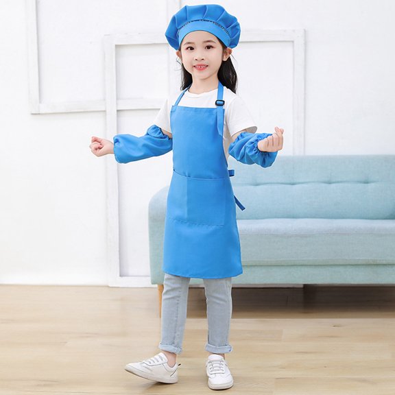 Girls Tops Tees & Shirts Kid Art Smock Set for Children Solid Color Apron Sleeve Hat Three-Piece Designing Aprons with Long Sleeve for Painting and Craft Activities