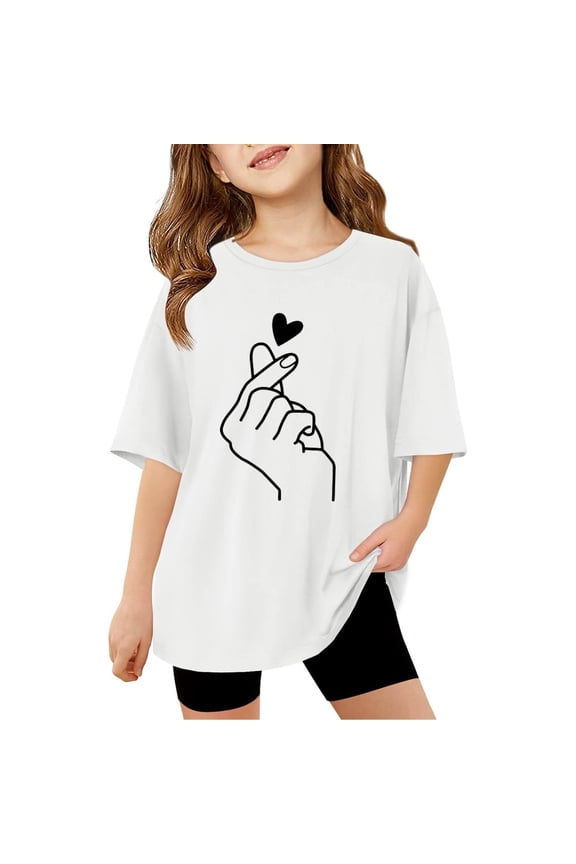 Girls Tops Tees Shirts for Kids Casual Short Sleeve Crewneck Tee Lightweight Summer Basic Tops for Girls White 3-4 Years