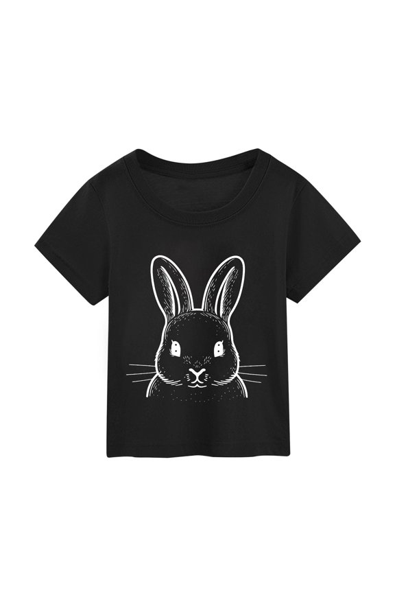 Girls' Tops Toddler Easter Bunny Happy Easter Short Sleeve Tee Girls Clothes Black 2-3 Years