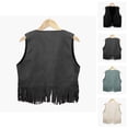 thumbnail image 1 of Girls Tops Western Denim Fringe Vest Casual Outfit for Everyday Wear and Outdoor Activities Age 3 12 Years Trendy Girls Fashion, 1 of 5