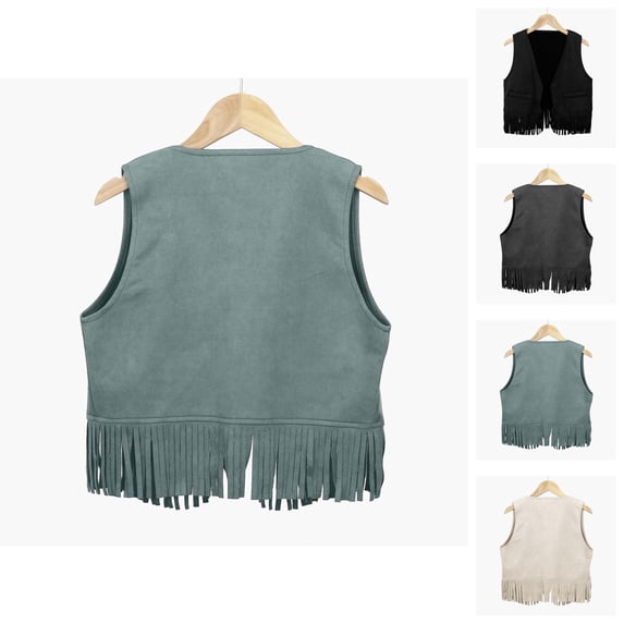 Girls Tops Western Denim Fringe Vest Casual Outfit for Everyday Wear and Outdoor Activities Age 3 12 Years Trendy Girls Fashion