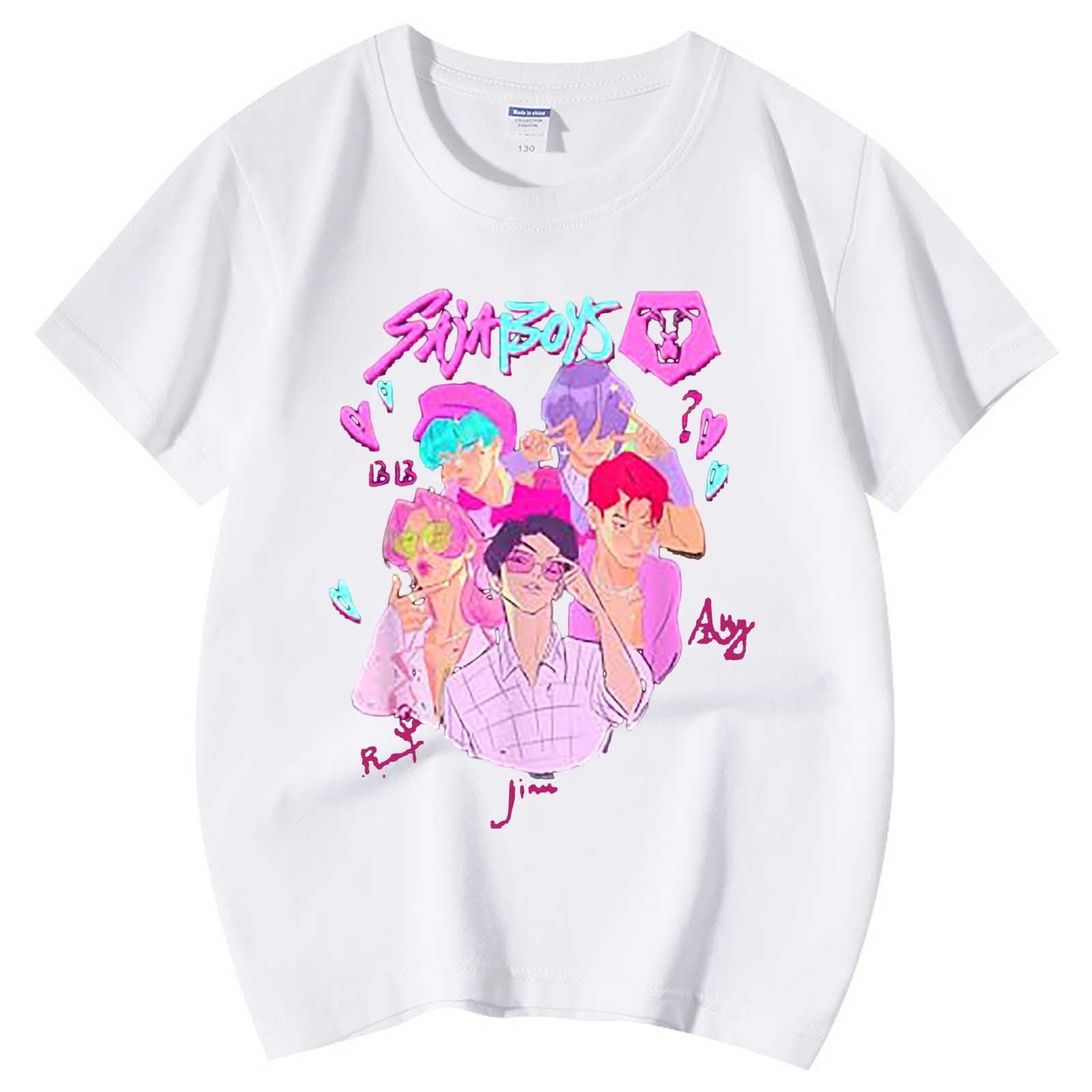 Girls Tops and Tees Kpop Summer Short Sleeve Round Neck T-Shirt