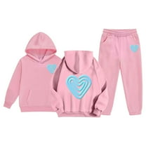 Girls Tracksuit Pink Casual Print Hoodie and Pants Fashionable Two Piece Outfit for Kids Comfortable Daily Wear Toddler Athleisure