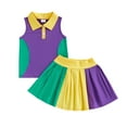 thumbnail image 1 of Girls Tracksuit Size 5 Color Carnival Outfit for Baby Toddler Party Vest and Skirt Combo, 1 of 7