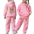 thumbnail image 1 of Girls' Tracksuit Sweatsuits Bow Print Hoodie Joggers Outfit Sets Kids Clothes, 1 of 7
