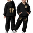 thumbnail image 1 of Girls' Tracksuit Sweatsuits Bow Print Hoodie Joggers Outfit Sets Kids Clothes, 1 of 6