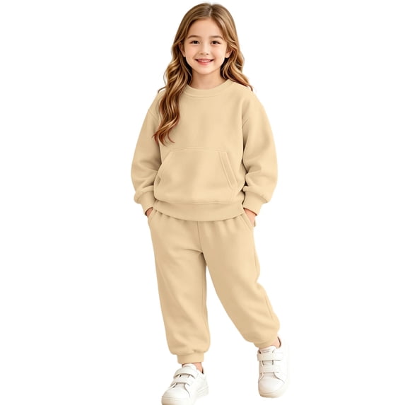 Girls Tracksuit Sweatsuits Kids 2 Piece Outfits Pullover Sweatshirts and Sweatpant Sets Jogger Sweatsuit Teen Fashion Clothes