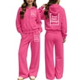 thumbnail image 1 of Girls Tracksuits Kids Size 7-8 2 Piece Outfits Solid Full Zip Up Hoodie Jacket Sweatshirt with Pockets and Wide Leg Sweatpants Casual Lounge Activewear Fall Clothes, 1 of 7