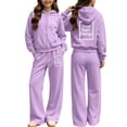 thumbnail image 1 of Girls Tracksuits Tween Size 9-10 2 Piece Outfits Solid Full Zip Up Hoodie Jacket Sweatshirt with Pockets and Wide Leg Sweatpants Casual Lounge Activewear Fall Clothes, 1 of 7