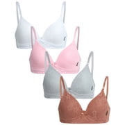 Girls Training Bra Soft Molded Microfiber Bralette Wire-Free Girls a-Cup Bras 4 Pack