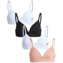Girls' Training Bra - 4 Pack A-Cup Molded Wire-Free Microfiber Bralette (32A-36A)