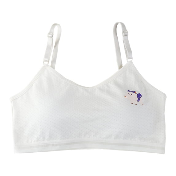 Girls Training Bra - Crop Training Bras for Girls with Adjustable Straps White 10-12 Years