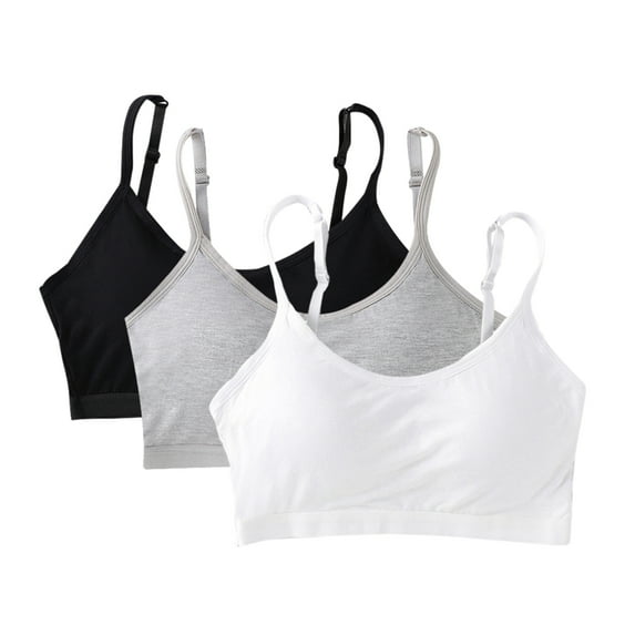 Girls Training Bra Pack –4-Pack Crop Cami Training Bras for Girls. Seamless Bra Design with Removable Padding