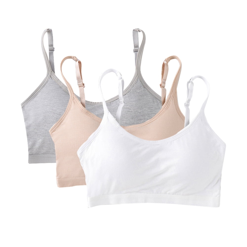 Training Bras for Girls Seamless Adjustable Cotton Cami Bralettes 7-14Y