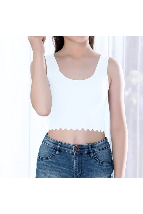 Girls Training Bra, Soft Cotton Modal Seamless Girls Bralette, Wireless Crop Top Tank Bra for Girls, Light Padding for Development Period, Everyday Crew Neck Design