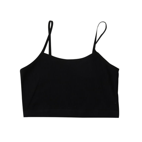 Girls Training Bra Sports Training Bras for Girls Seamless Cami Bralettes Sports Ribber Underwear Vests Girls Bras No Underwear Black L