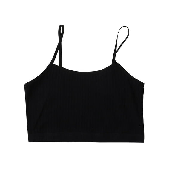 Girls Training Bra Sports Training Bras for Girls Seamless Cami Bralettes Sports Ribber Underwear Vests Girls Bras No Underwear Black L