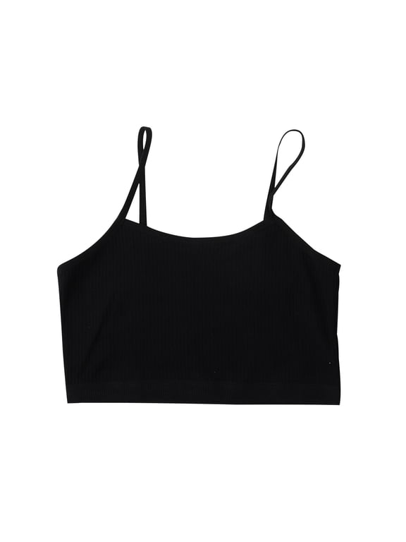 Girls Training Bra Sports Training Bras for Girls Seamless Cami Bralettes Sports Ribber Underwear Vests Girls Bras No Underwear Black L
