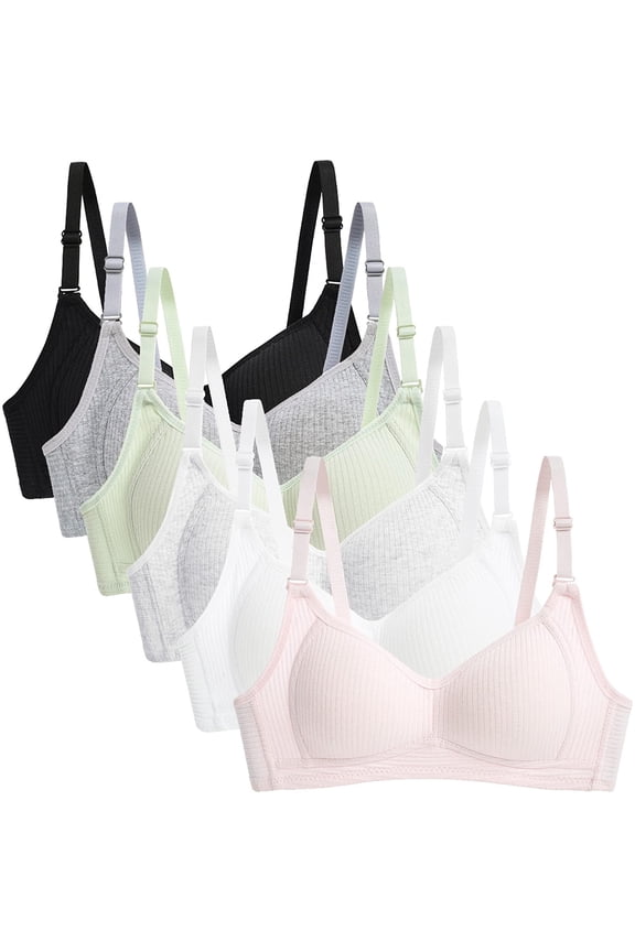 Girls Training Bra Teen Lightly PaddedThin Cotton Breathable No Wire Bras for TeensAdjustable A-Cup