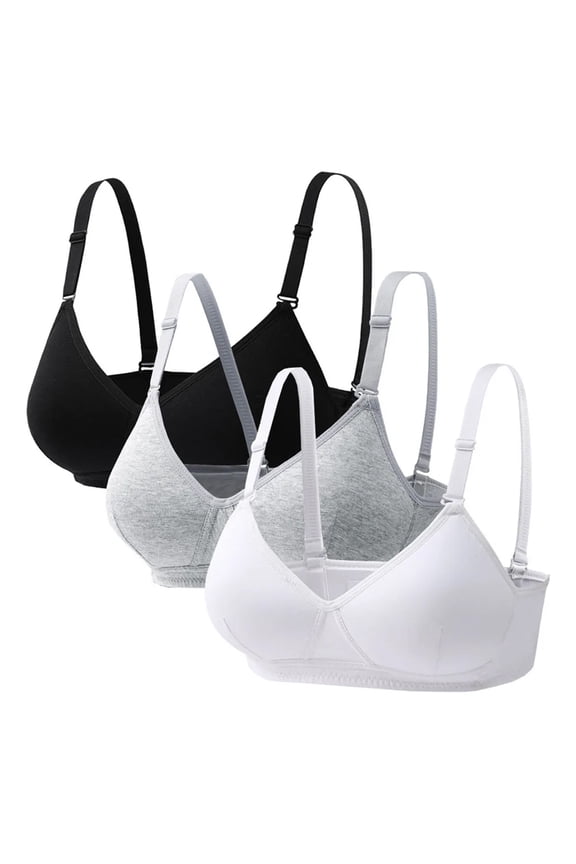 Girls Training Bra Teen Molded Microfiber Thin Cotton Breathable No Wire Sports BraAdjustable A-Cup