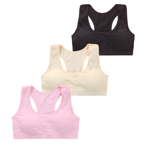 Girls Training Bra Teen Thin Cotton Breathable Kids Sports No Wire Soft PaddedBras