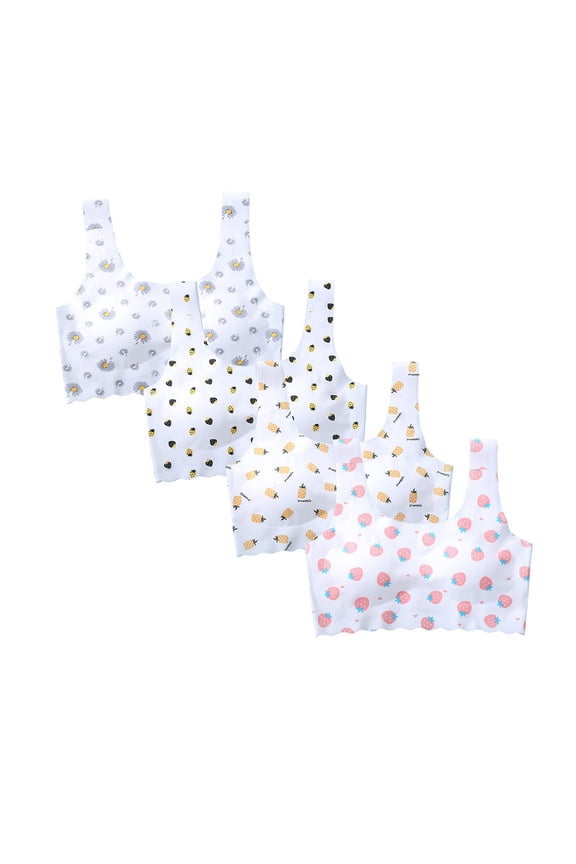 Girls Training Bra Teen Thin Cotton Breathable Molded Microfiber No Wire Bra Solid Teens 7-13 Years