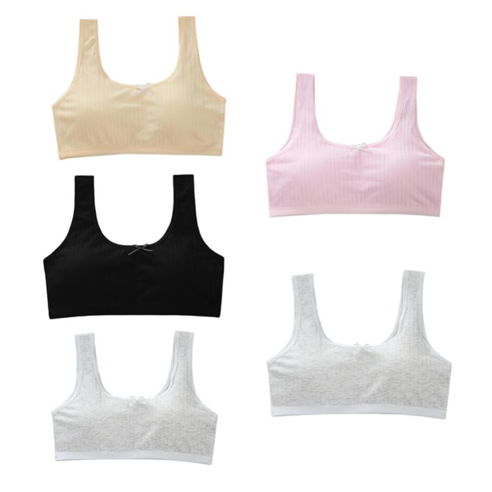 Girls Training Bra with Removable Padded for 8-10-12-14 Years Old,Mini-A  Cup Pad&Wireless Bras for Girls,Comfort Seamless, 5 Pack 