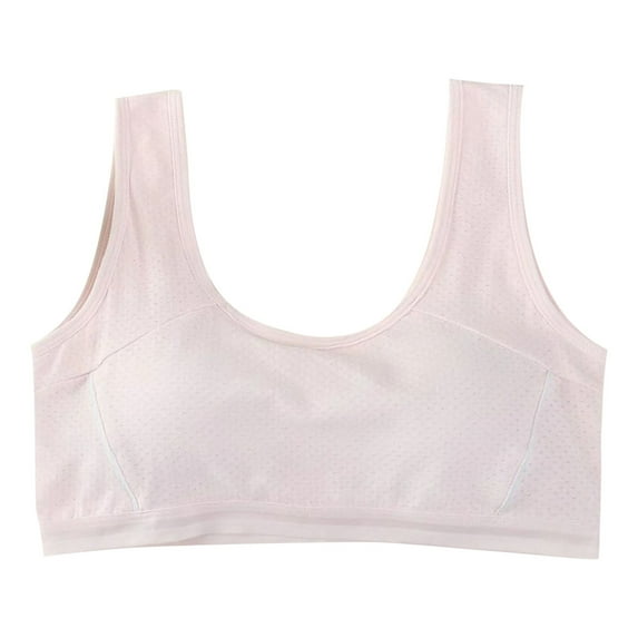 Girls Training Bras Ages 12 Racerback Seamless Wireless Sport Bra Soft and Breathable Cotton Undies Clothes Solid Color Big Girl's Padded Bralette Pink 12-15 Years