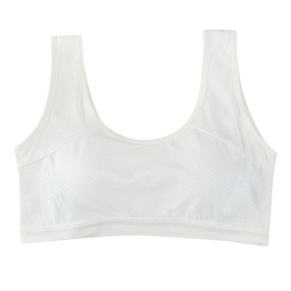 Girls Training Bras Ages 12 Racerback Seamless Wireless Sport Bra Soft and Breathable Cotton Undies Clothes Solid Color Big Girl's Padded Bralette White 10-12 Years