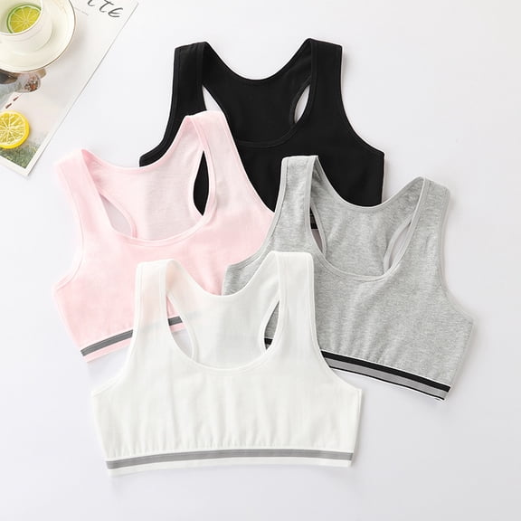 Girls' Training Bras Cotton Developed Kids Sports No Wire Cotton Bralettes for Girl