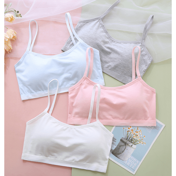 Girls' Training Bras Cotton Developed Lightly Padded No Wire Tween Bra