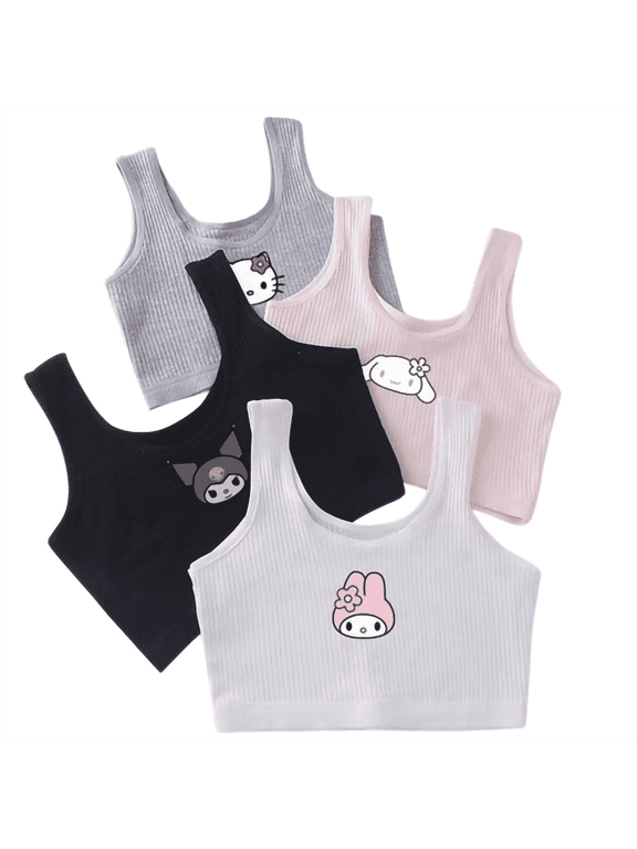Girls' Training Bras Thin Cotton Breathable Molded Microfiber No Wire Teenager Bra Teens 7-13 Years
